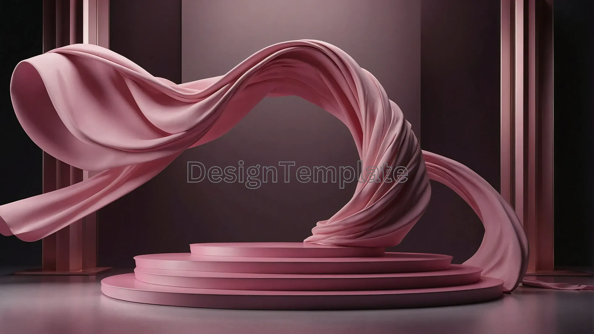 Luxurious Pink Cloth with 3D Podium Background